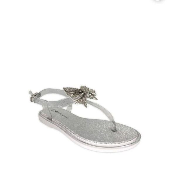 Rocawear Girls Jelly Diamond Bow Flat Sandals SZ ONE. Silver - Picture 1 of 5
